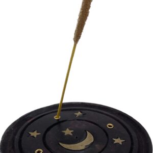 Mango Wood Moon and Stars Round Black Ashcatcher