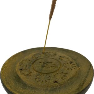 YELLOW Wooden Incense Holder Plate Carved Elephant 5''