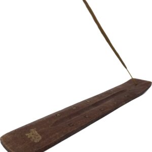 Wooden Incense Ash Catcher 10" - Star & Elephant Design