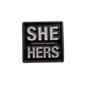 She / Her Pronoun Pin Badge Navy Square