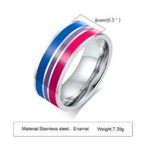 a Bisexual ring with a blue and pink stripe