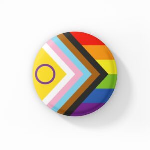 Vintage Style Button Badge - Intersex Progress Pride