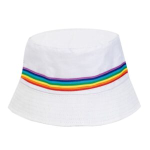 Gay Pride Rainbow Bucket Hat - in white