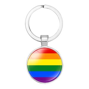 Rainbow Round Bezel Keyring