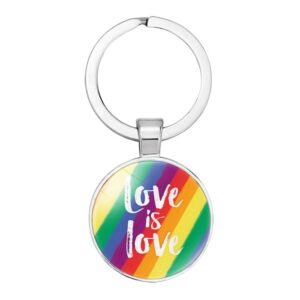 Love Is Love Rainbow Round Bezel Keyring