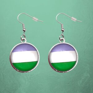 Genderqueer Round Bezel Earrings in Enamel
