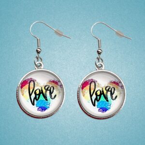 Rainbow Fingerprint Bezel Earrings
