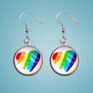 Rainbow Heart Bezel Earrings