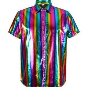 Gay Pride Metalic Rainbow Shirt Small/Medium