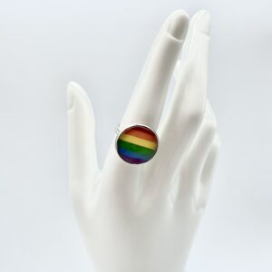 Adjustable Gay/LGBT Rainbow Bezel Ring