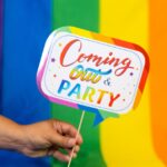 rainbow label for gay lesbian coming out party