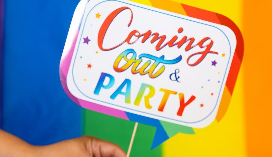 rainbow label for gay lesbian coming out party