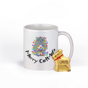 Merry Catmas Christmas Mug for Cat Lovers - Rainbow