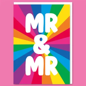 Mr & Mr Card Rainbow Swirl- Gay Wedding Card