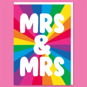 Mrs and Mrs Rainbow Swirl - Wedding Card