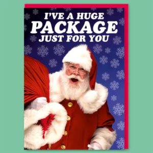 Huge package Father Christmas Card - Christmas Card