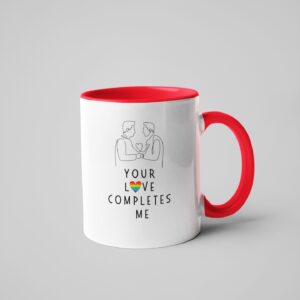LGBT Valentine's Mug: Your Love Completes Me, perfect for boyfriends and LGBTQ+ Men