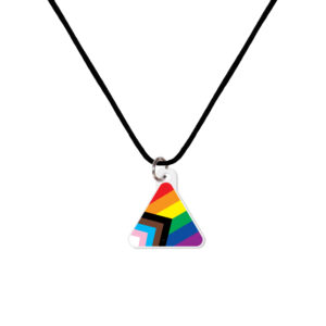 Progress Pride Rainbow Acrylic Triangle Necklace