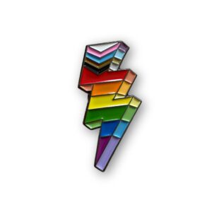 Progress Pride Rainbow Lightening Bolt Gay Pride Pin Badge