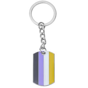 Non Binary Pride Dog Tag Keyring