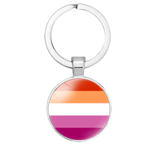 Lesbian Flag Round Bezel Keyring